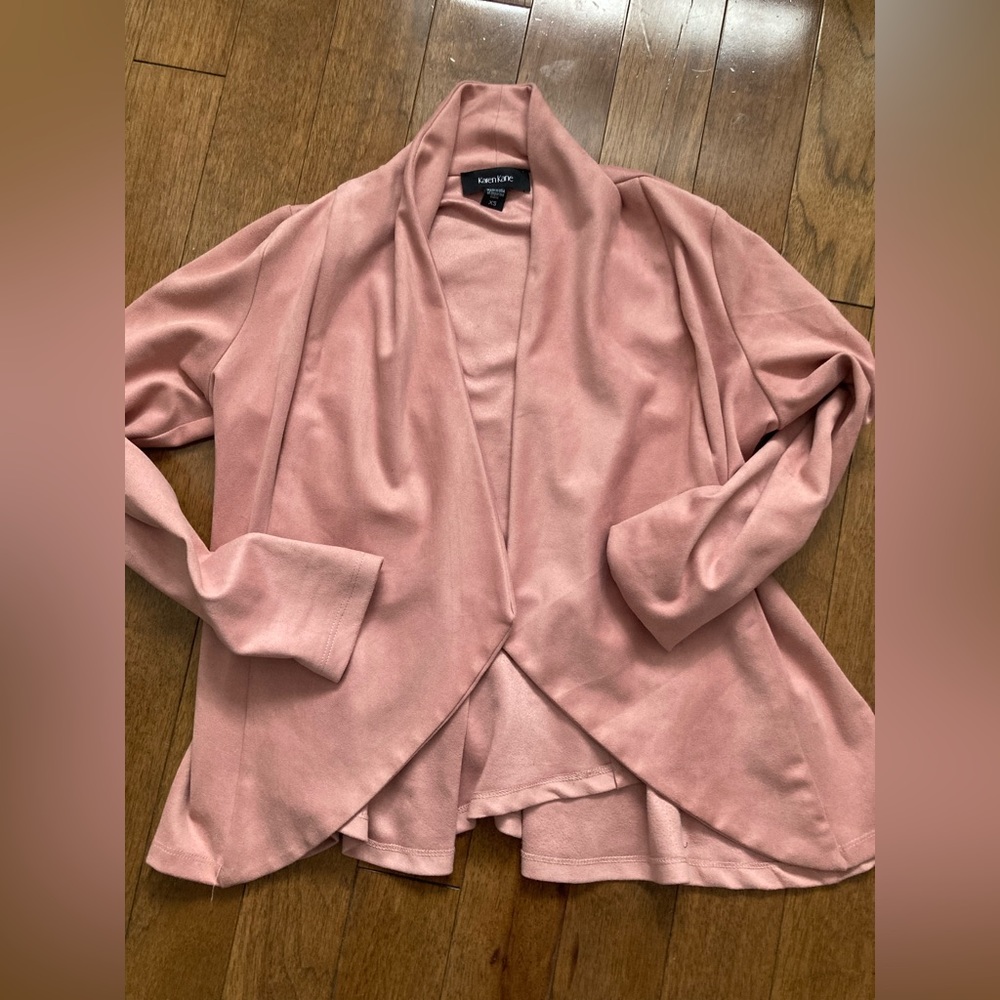 Designer suede suit jacket. Tapered waist.